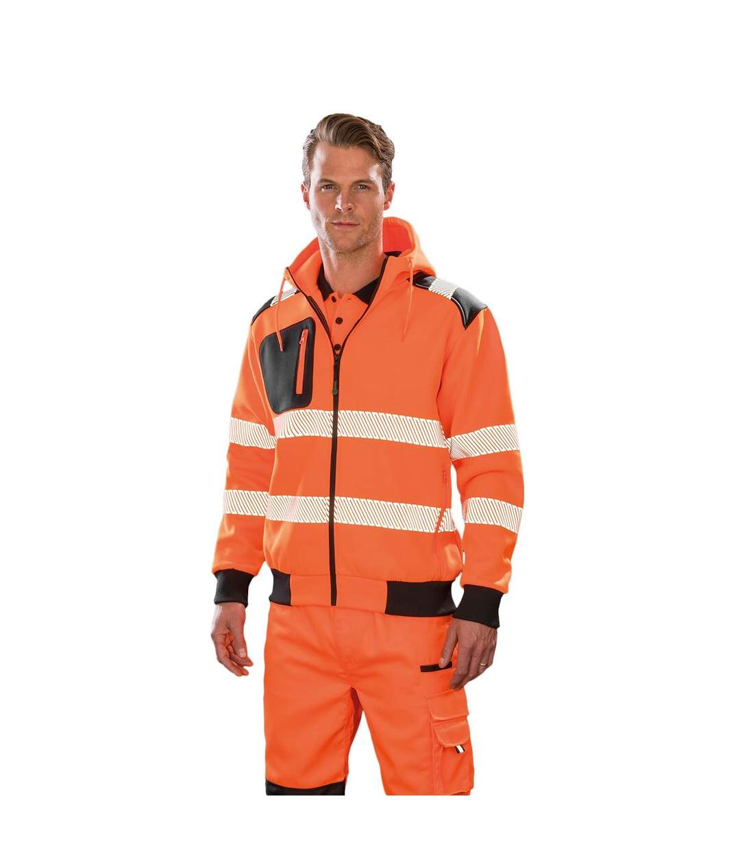 Sweat À Capuche Robust Safety Homme Orange Fluo Result Genuine Recycled-1