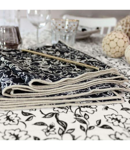 Lot de 4 Serviettes de Table Linette 40x40 Noir & Écru