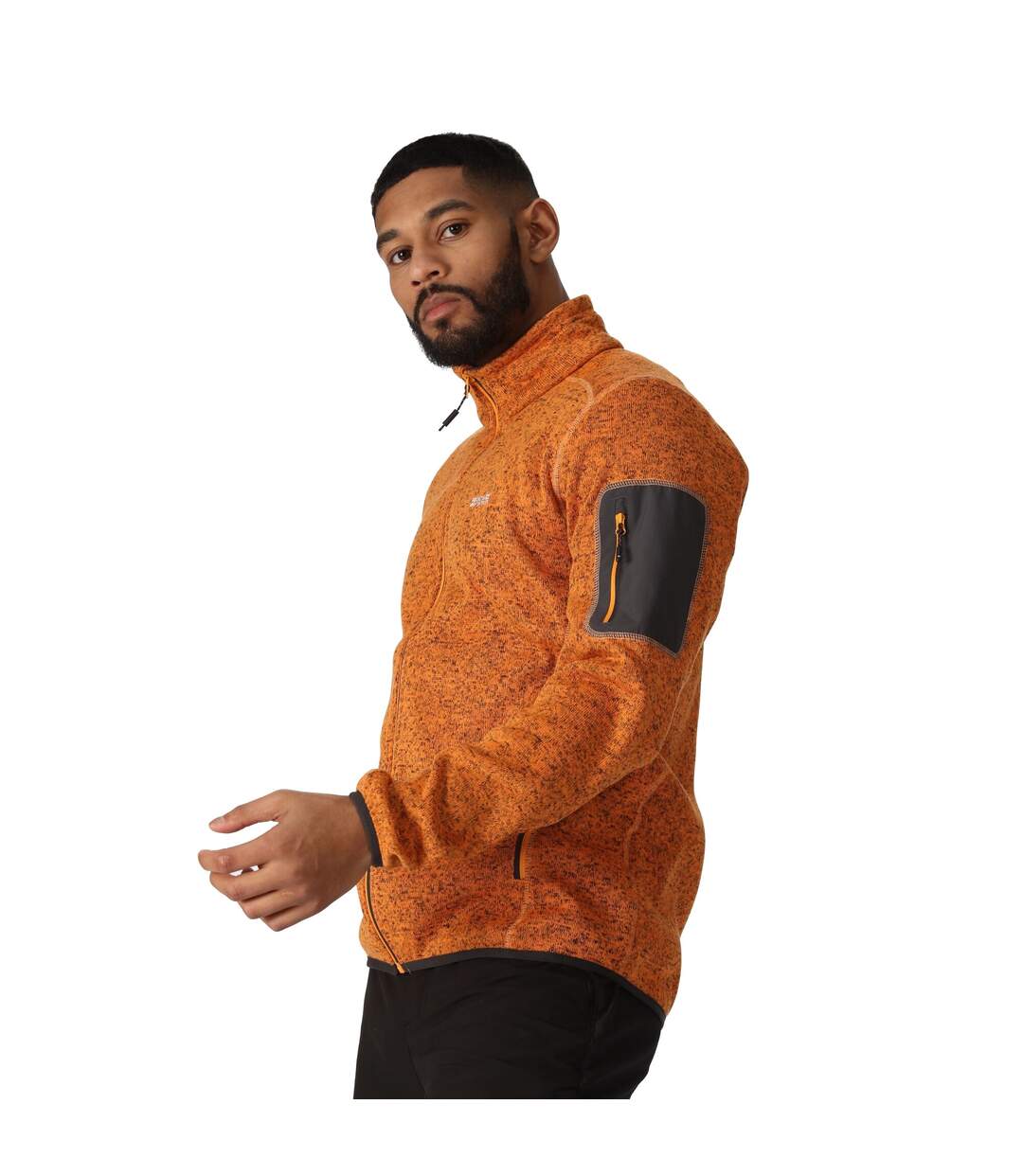 Mens Newhill Marl Full Zip Fleece Jacket Orange Pepper Regatta-1
