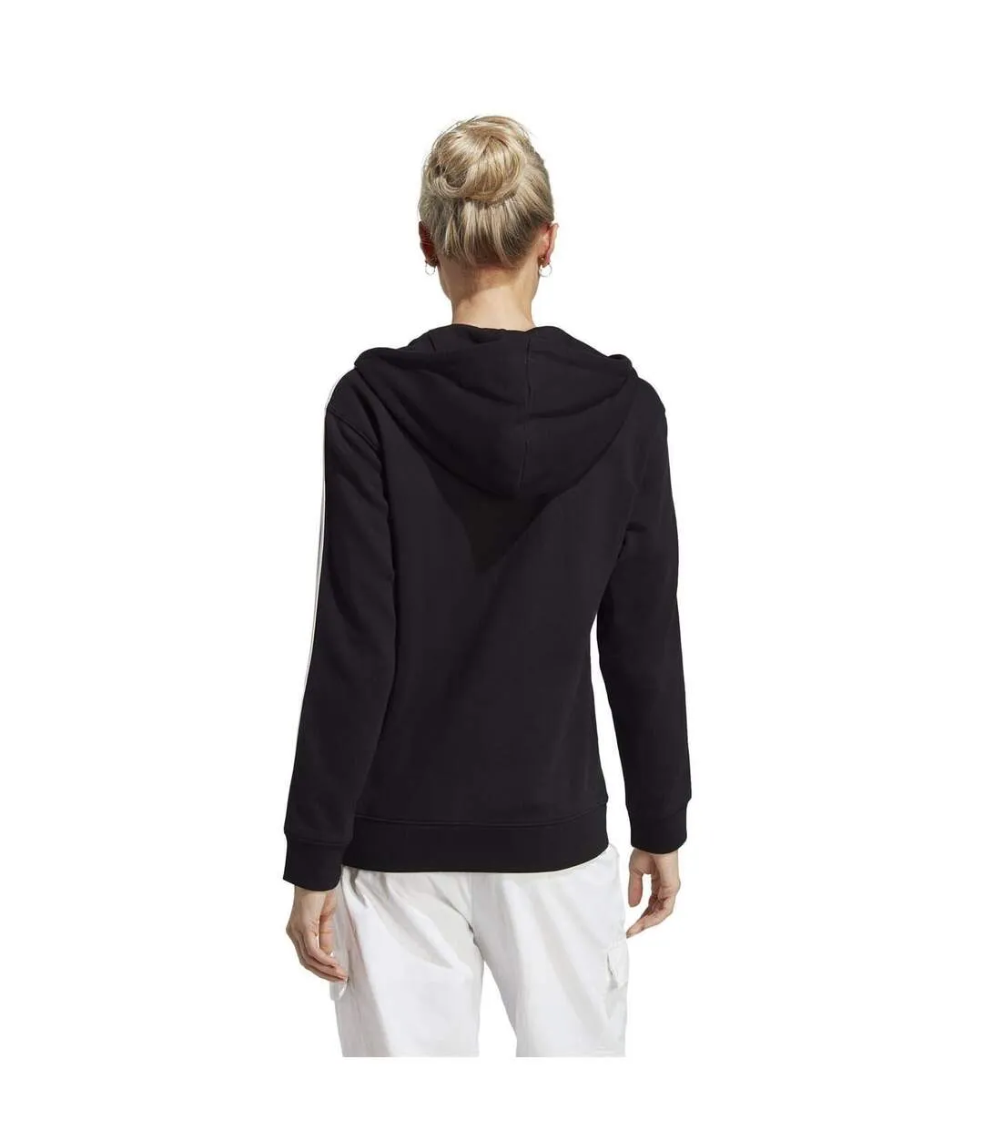 Veste À Capuche Motif/style 3 Rayures Femme Noir Blanc Adidas-3