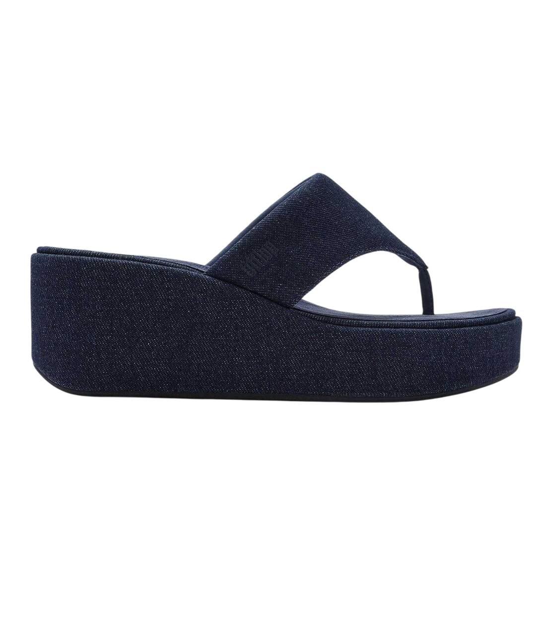 Womens/ladies Denim Wedge Sandals Dark Denim Fit Flop-2