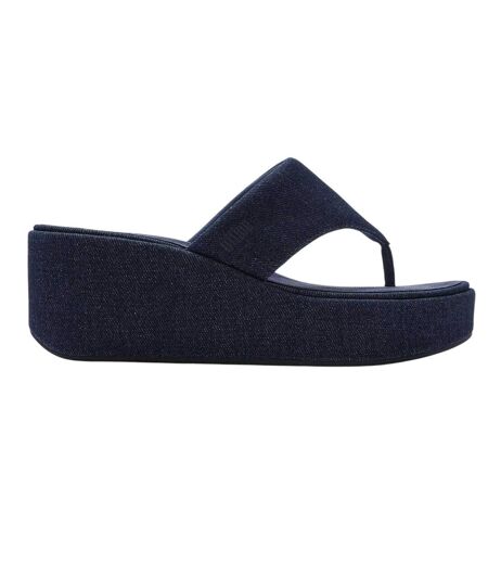 Womens/ladies Denim Wedge Sandals Dark Denim Fit Flop