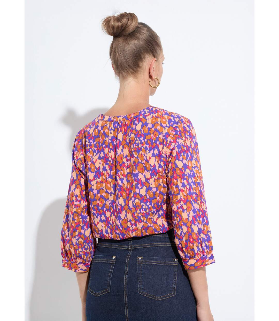 Tunique boutonnée ample longue manches 3/4-2