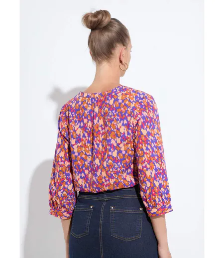 Tunique boutonnée ample longue manches 3/4