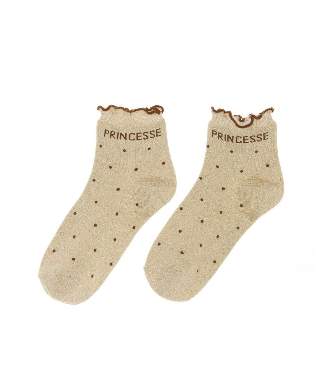 Chaussettes beige/marron femme stella green princesse-1