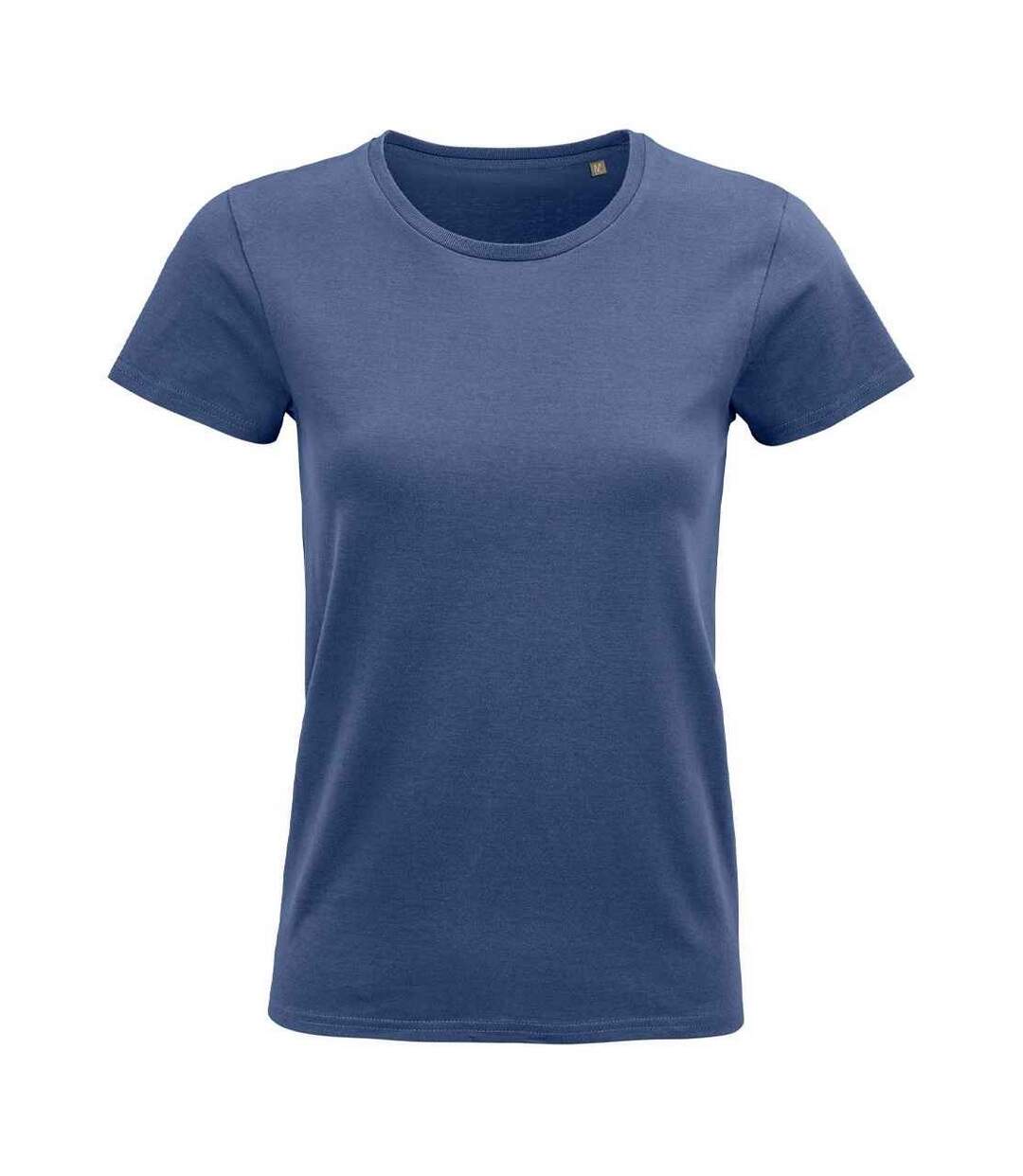 Womens/ladies pioneer organic t-shirt denim SOLS