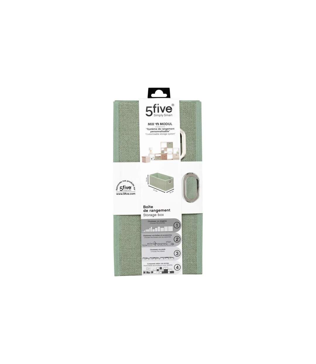 Boîte de Rangement Pliable Premium 15x31cm Vert Sauge-4