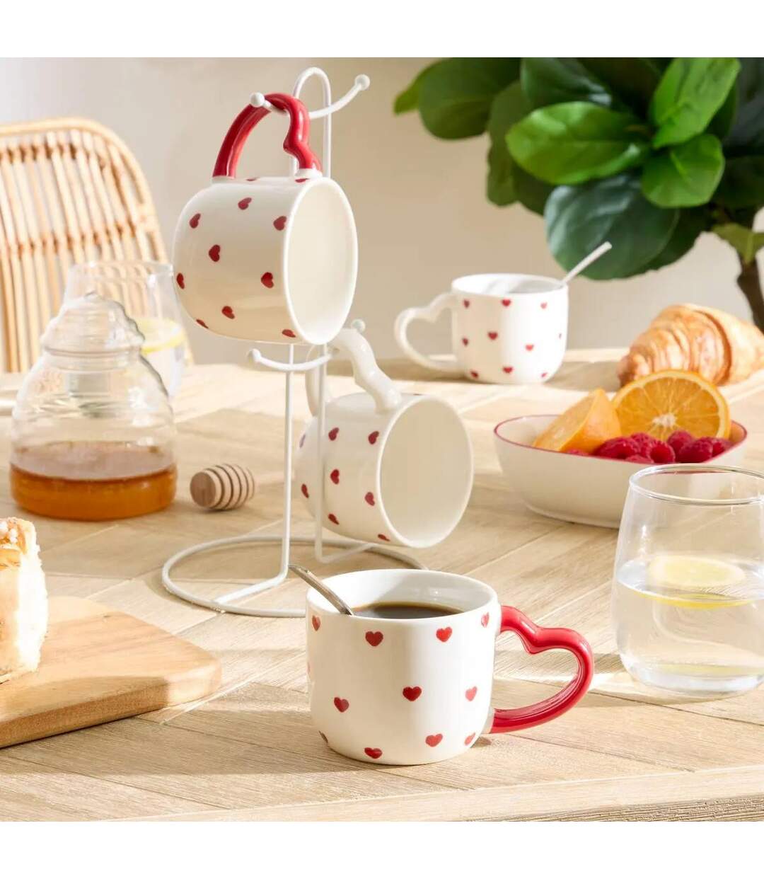 Lot de 4 Mugs sur Rack Valentine 22cl Blanc-4