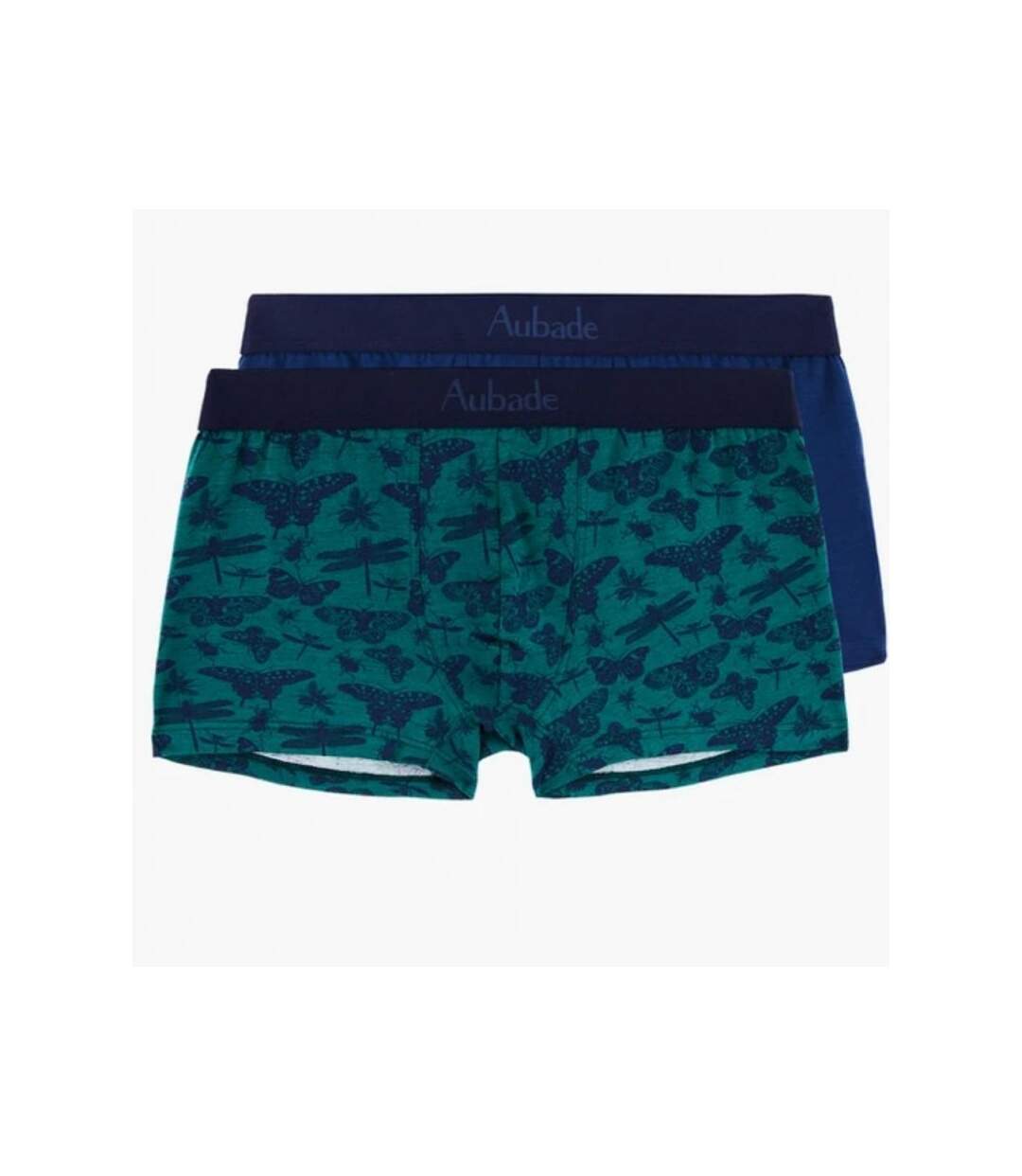 AUBADEMEN Lot de 2 Boxers Homme Coton Modal DUO LIBL Vert Bleu