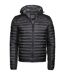 Tee Jays Mens Crossover Hooded Padded Outdoor Jacket (Black/Black Melange)