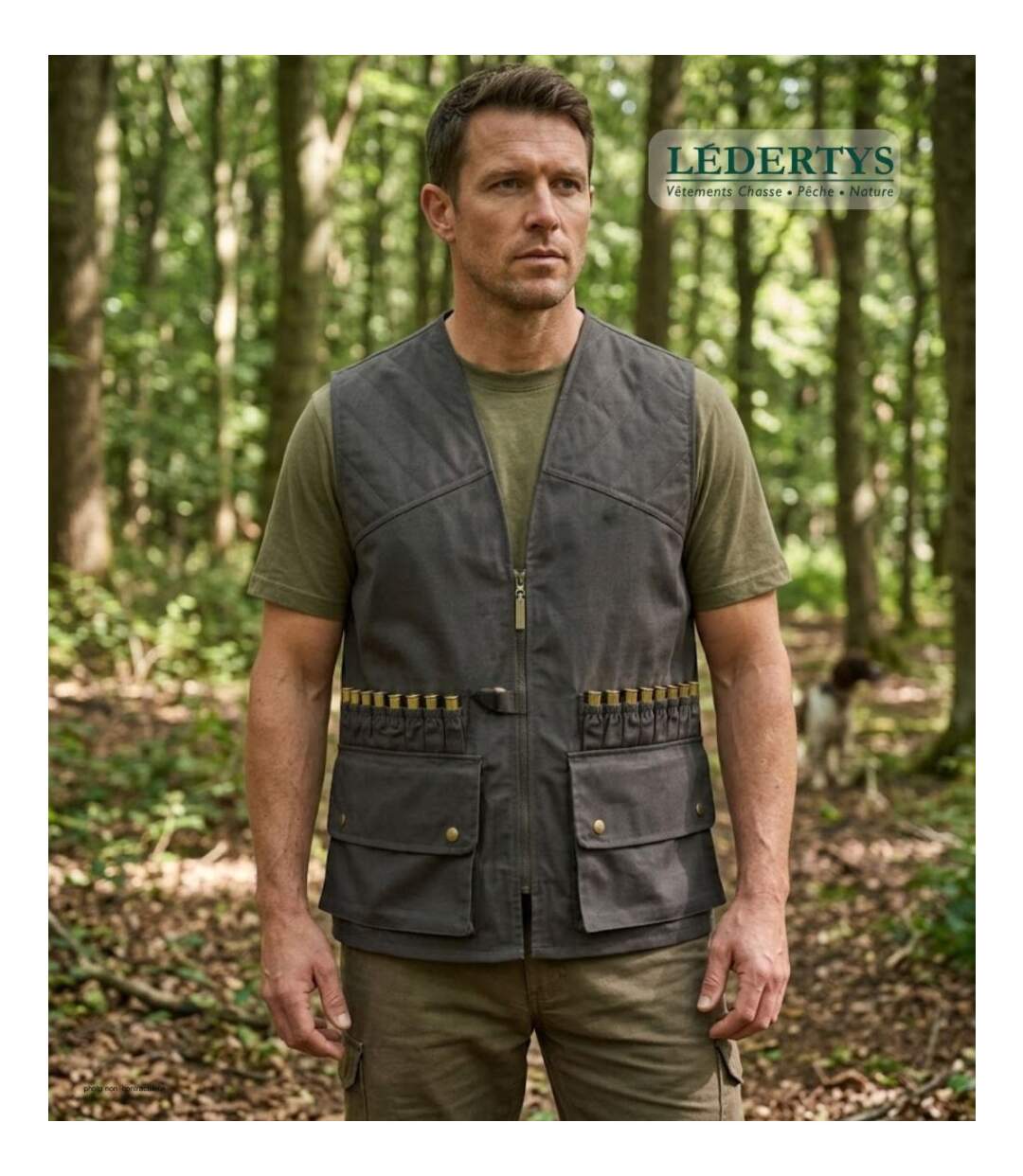 LEDERTYS LY0207 — Gilet de chasse sans manches vert : l'équipement fonctionnel à cartouchière 16 tubes-4