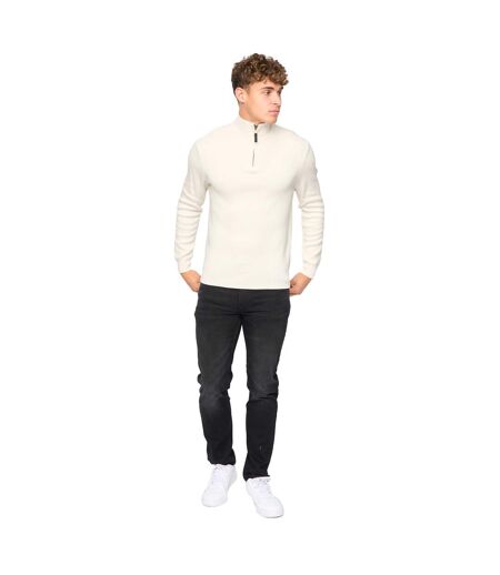 Mens kempsford knitted funnel neck jumper off white Bewley & Ritch