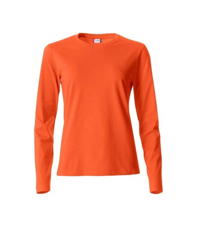 Womens/ladies Basic Long-sleeved T-shirt Blood Orange Clique