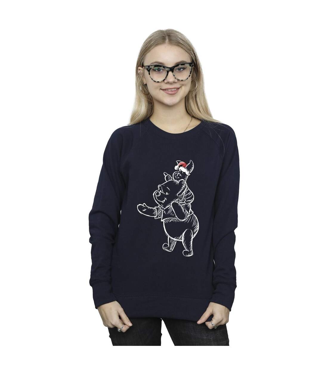 Disney Sweat-shirt de Noël Winnie The Pooh Piglet Womens/Ladies (Bleu marine) - UTBI43028-2