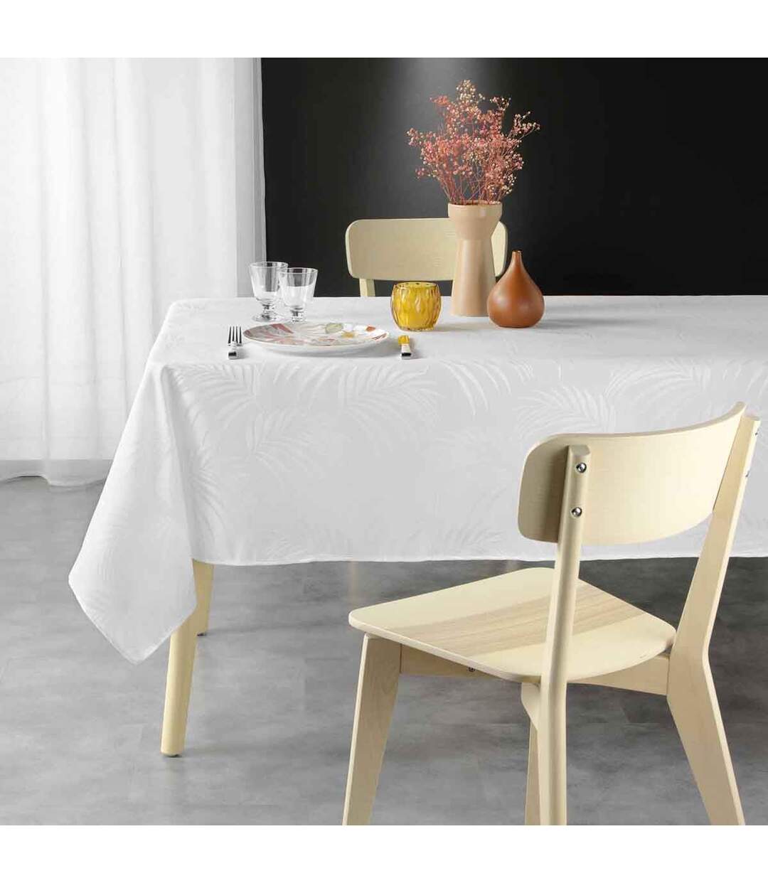 Nappe Jacquard Plumette 140x240cm Blanc-3