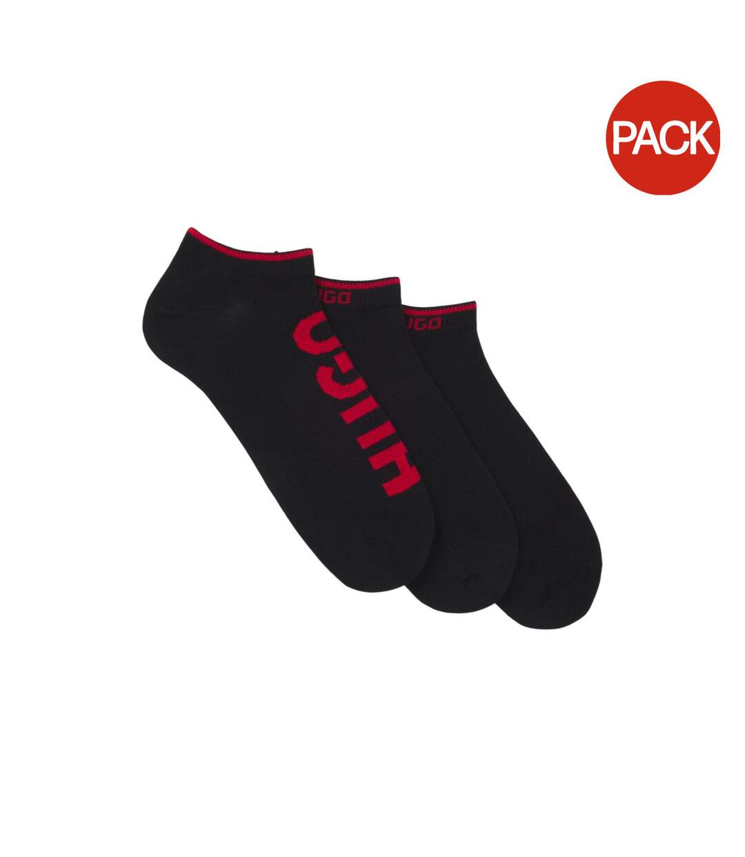 Pack Of 3  Mens Ankle Socks  Black Hugo-1