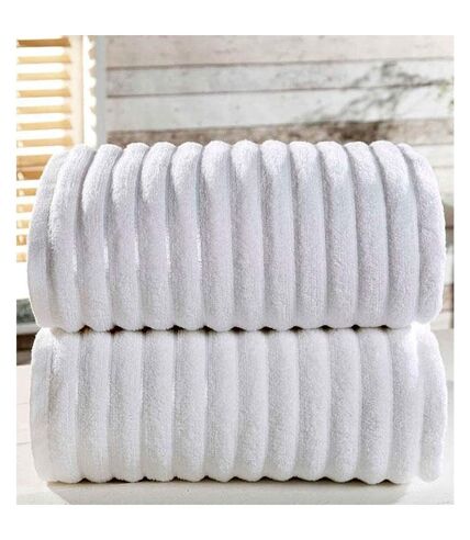 Bedding & Beyond Bale Ribbed Towel (Pack of 2) (White) (One Size)