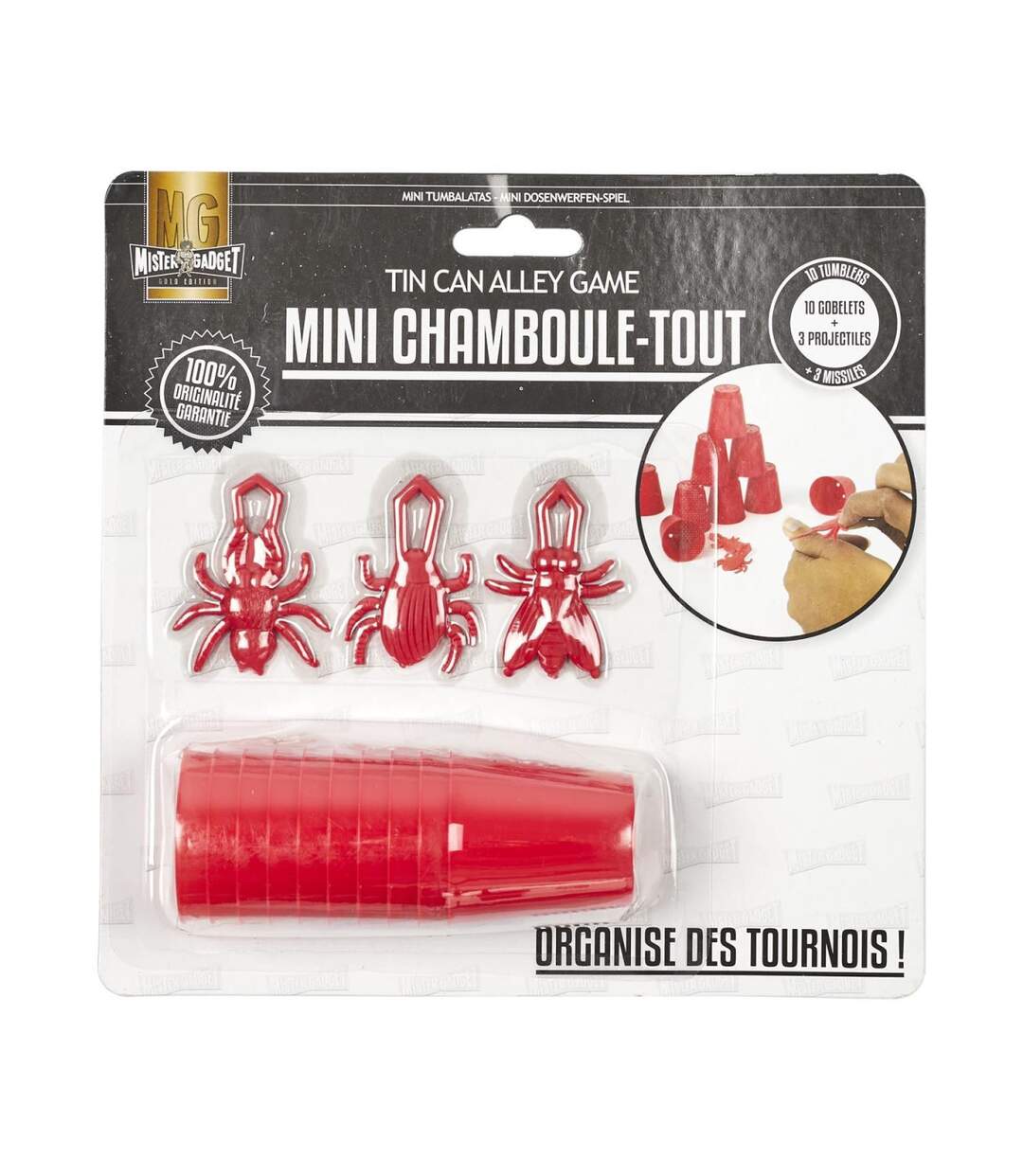Mini-Jeu 10 Verres Chamboule-Tout 4cm Rouge-5