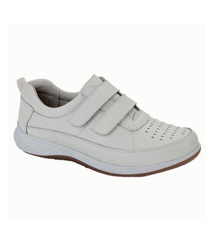 Boulevard Womens/Ladies Leather Wide Casual Shoes (White) - UTDF2174
