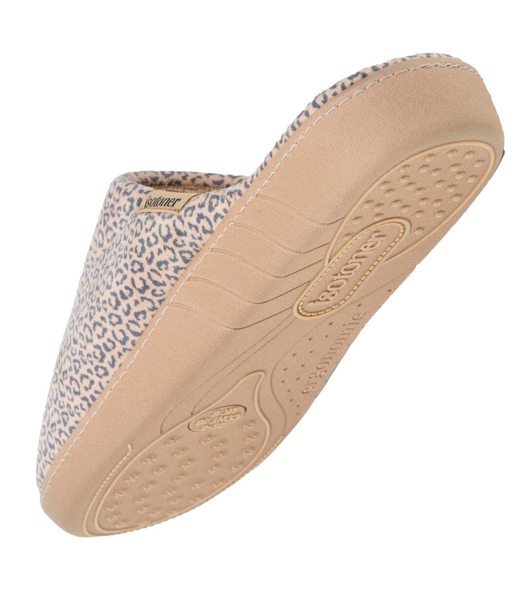 Isotoner Chaussons Mules femme velours semelle ergonomique, mousse à mémoire forme-5