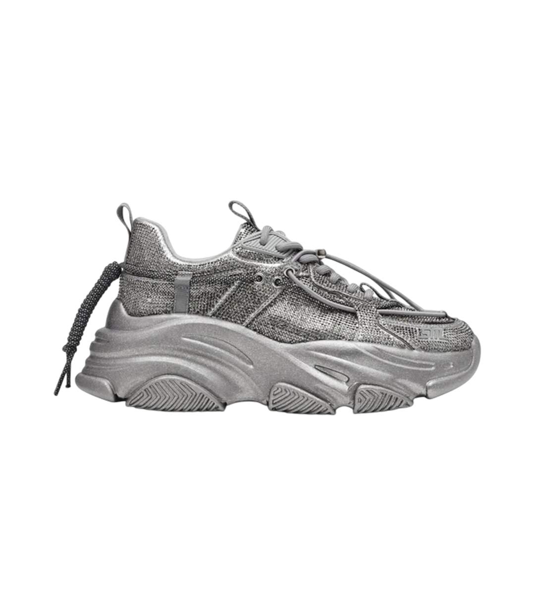 Womens/ladies Vault 2r Glitter Platform Trainers Silver Steve Madden-1
