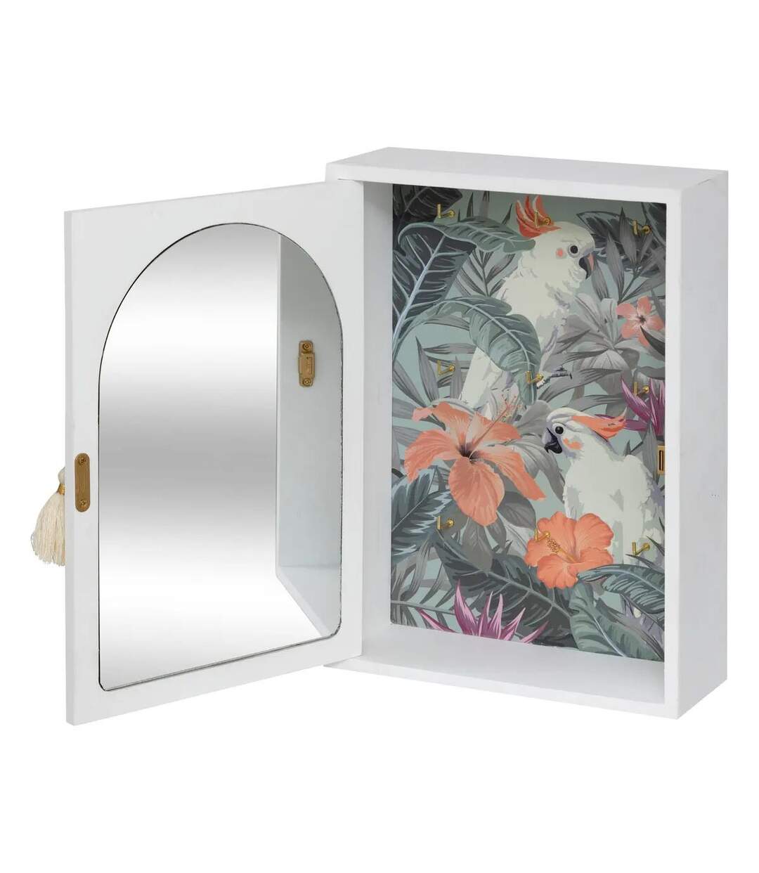 Boîte à Clés Miroir Wild Romance 28cm Blanc-3