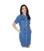 Womens/ladies Denim Short-sleeved Mini Dress Mid Wash Dorothy Perkins-1