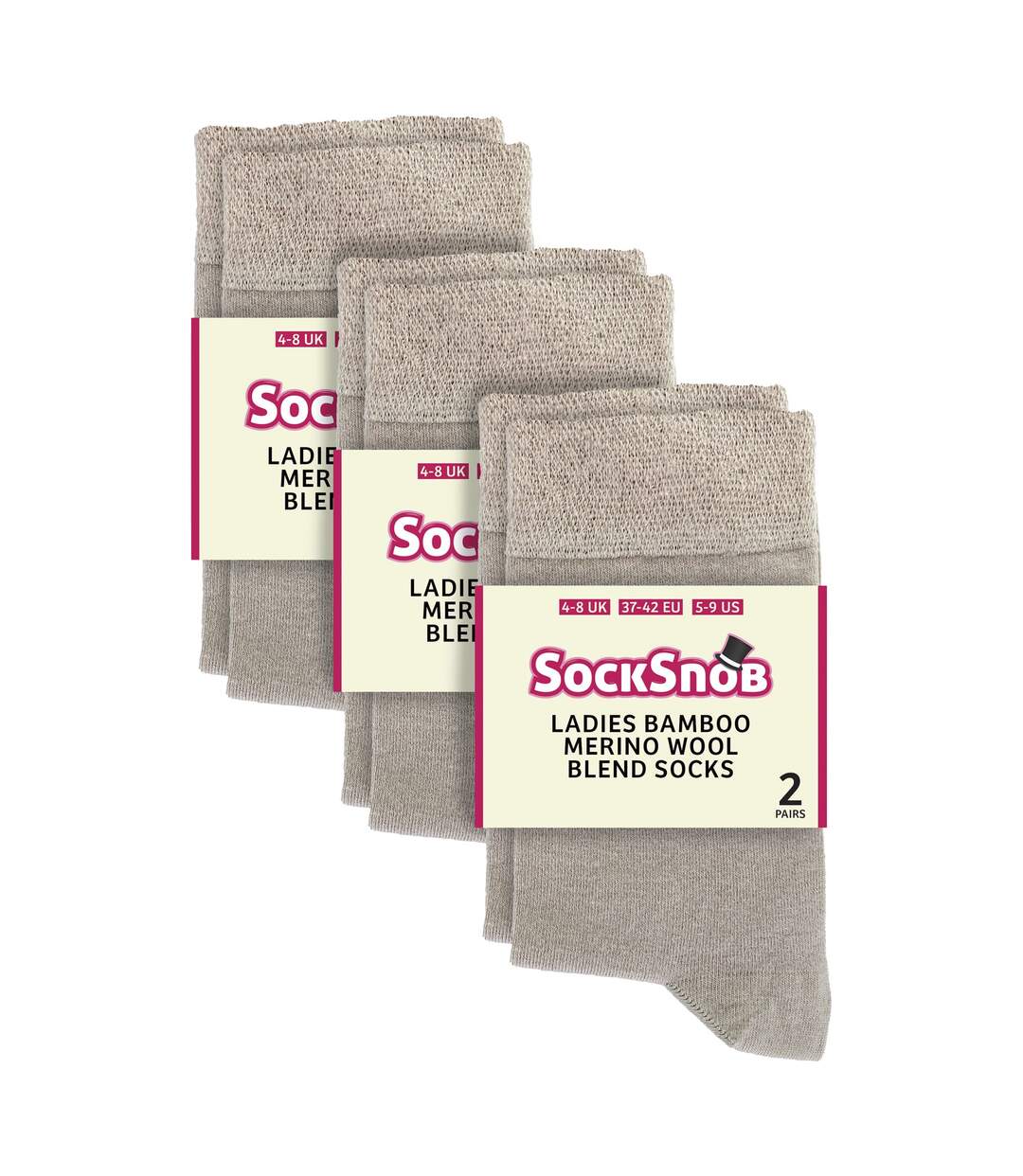 Ladies 6 Pack Bamboo & Merino Wool Blend Socks-2