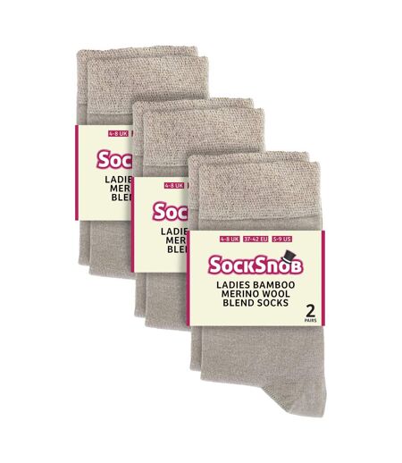 Ladies 6 Pack Bamboo & Merino Wool Blend Socks