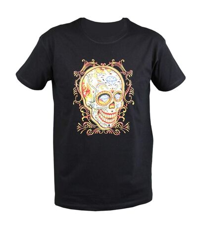 T-shirt homme manches courtes - 10606 Tête de mort diamant - noir