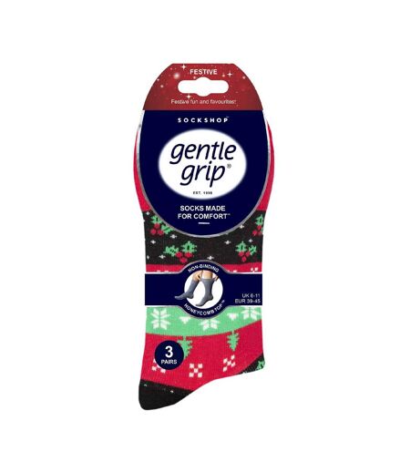 Gentle Grip - 6 Paires Homme Chaussettes Noel Sans Elastiques Fantaisie