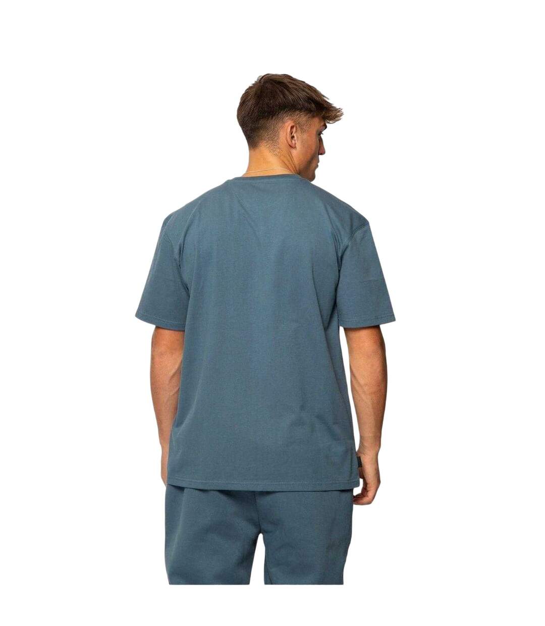 Mens Embroidered Pocket T-shirt Steel Blue Established-3