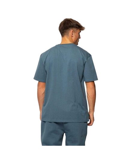 Mens Embroidered Pocket T-shirt Steel Blue Established