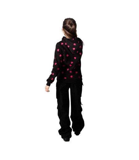 Sweat À Capuche Motif/style Cœur Femme Noir Hype