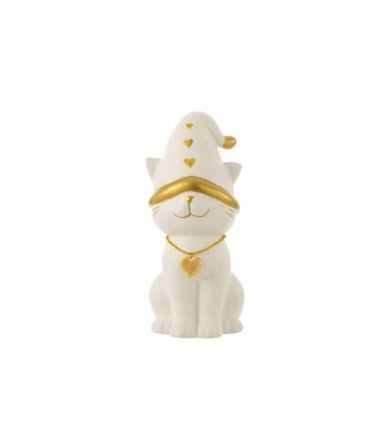 Statuette Déco Chat Cœur 29cm Blanc