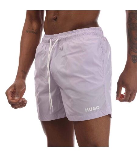 Mens Haiti Contrast Logo Swim Shorts Purple Hugo