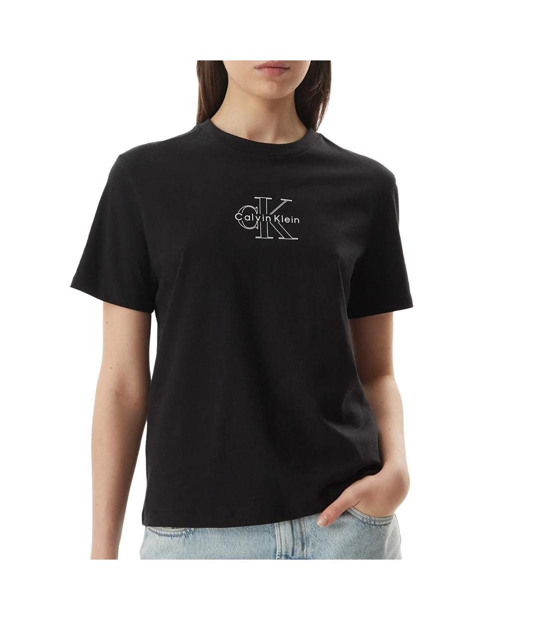 T-Shirt noir femme calvin klein jeans classic 12-1