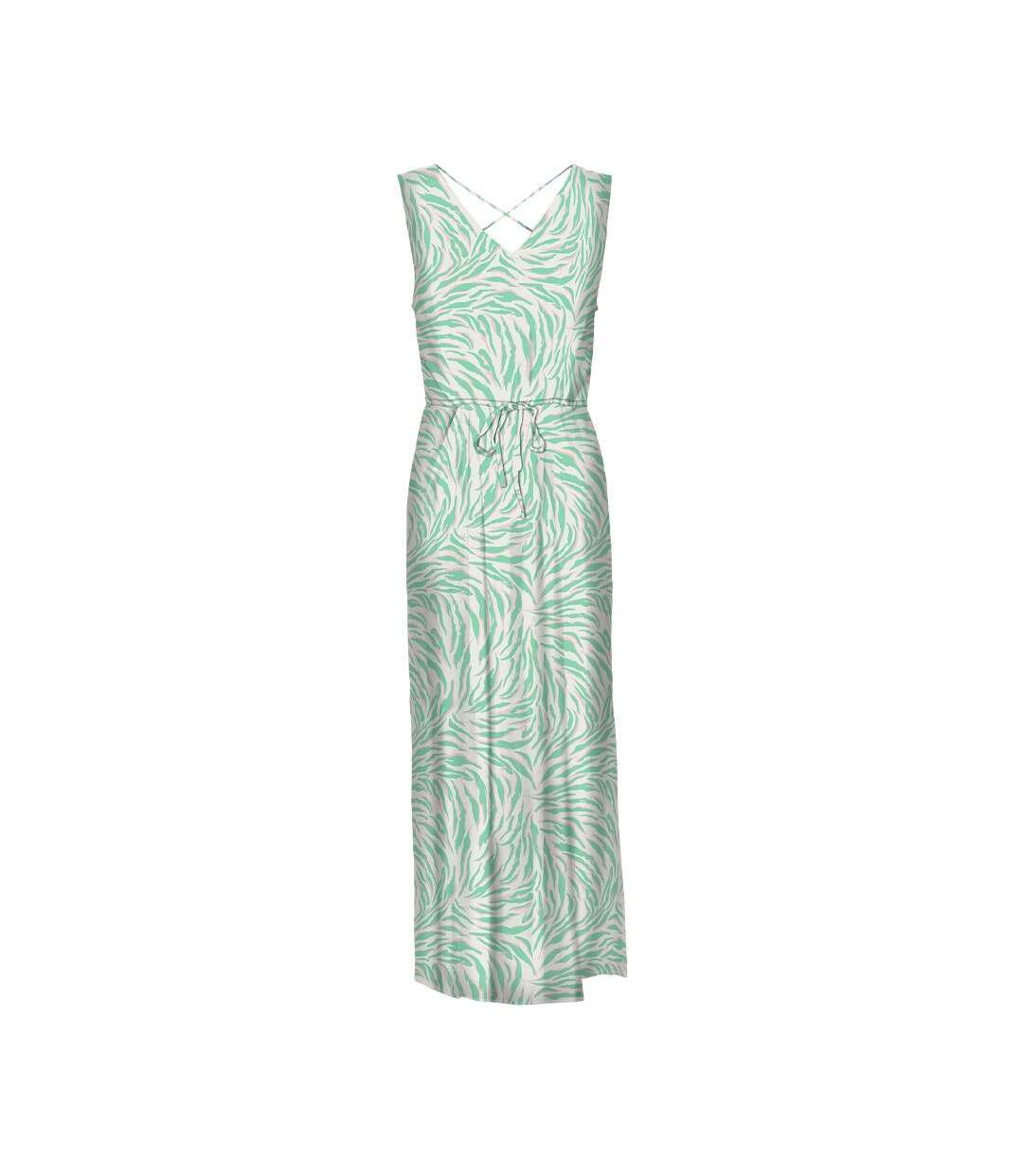 Robe verte/beige femme vero moda easy joy-2