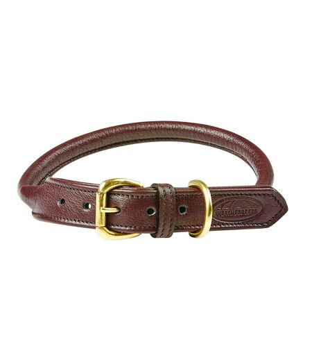 Weatherbeeta Rolled Leather Dog Collar (XXL) (Brown) - UTWB1256
