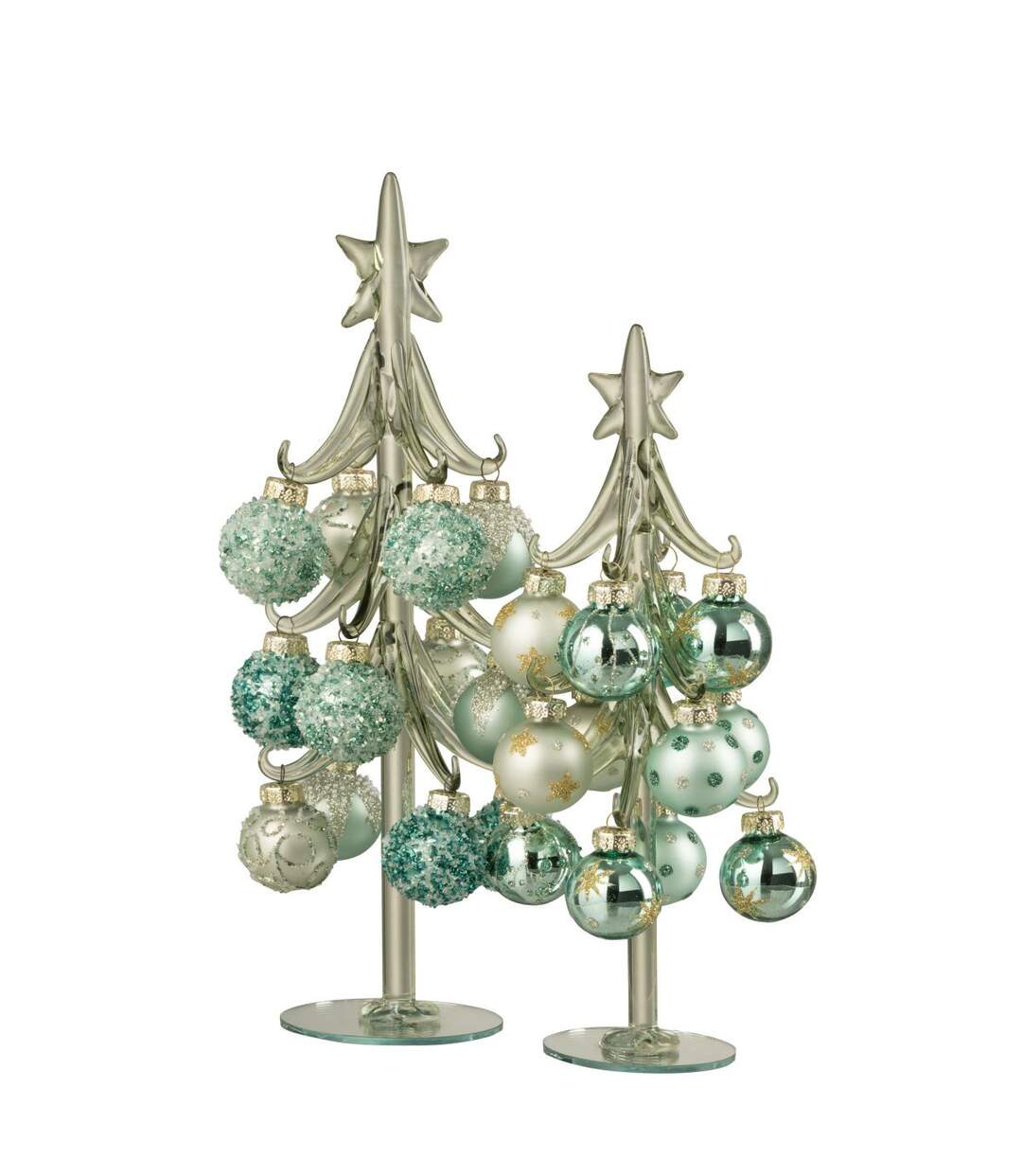 Sapin de Noël en Verre Boules 27cm Vert Menthe-2