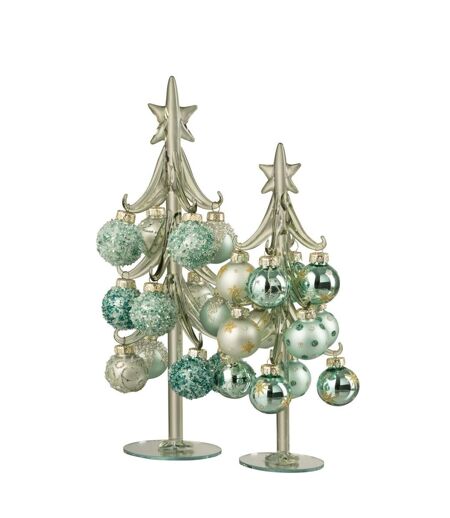 Sapin de Noël en Verre Boules 27cm Vert Menthe