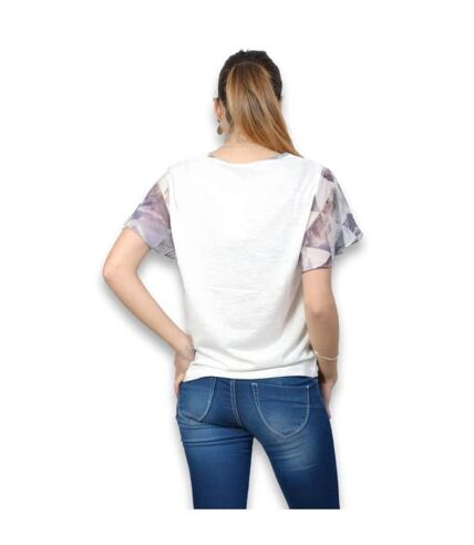 Tee shirt femme manches courtes motifs imprimés - Col rond