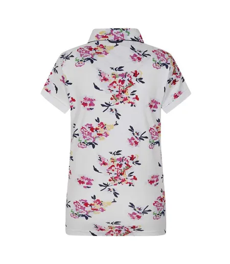 Polo Motif/style Fleurs Sauvages Femme Blanc Lazy Jacks