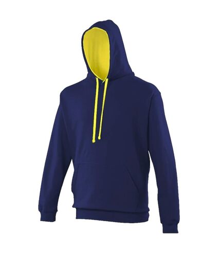 Awdis Varsity Hooded Sweatshirt / Hoodie (Oxford Navy/Sun Yellow) - UTRW165