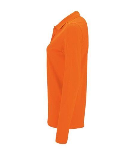 SOLS Womens/Ladies Perfect Long Sleeve Pique Polo Shirt (Orange) - UTPC3999