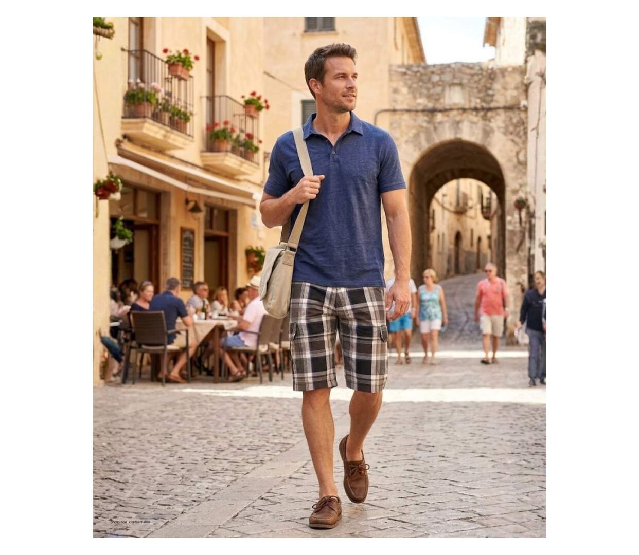 Bermuda WINCHESTER IVORY1 à carreaux en coton : le style géométrique gris et bleu pour l'été-5