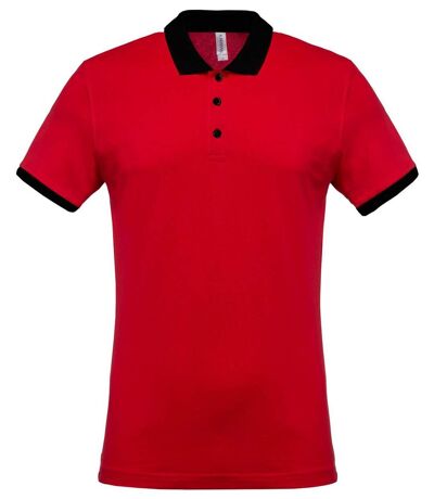 Polo bicolore pour homme - K258 - rouge - manches courtes