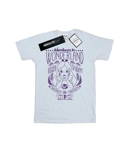 Disney Womens/Ladies Alice In Wonderland Adventures In Wonderland Cotton Boyfriend T-Shirt (Blanc) - UTBI8332