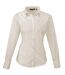 Premier Womens/Ladies Poplin Long Sleeve Blouse / Plain Work Shirt (Natural) - UTRW1090