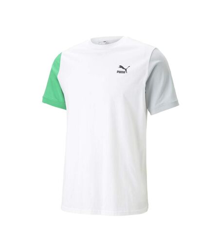 T-shirt blanc/vert/gris homme puma classics block - l